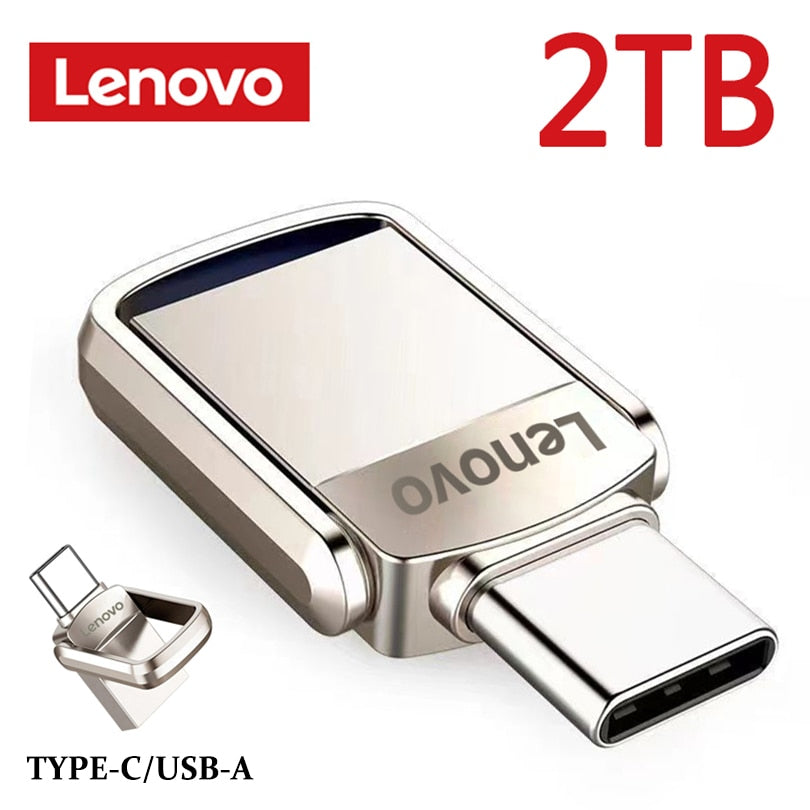Lenovo 2TB 1TB USB Flash Drives USB 3.0 Metal Flash Drive Drive C-Type High Speed Pendrive Waterproof Portable USB Memory New