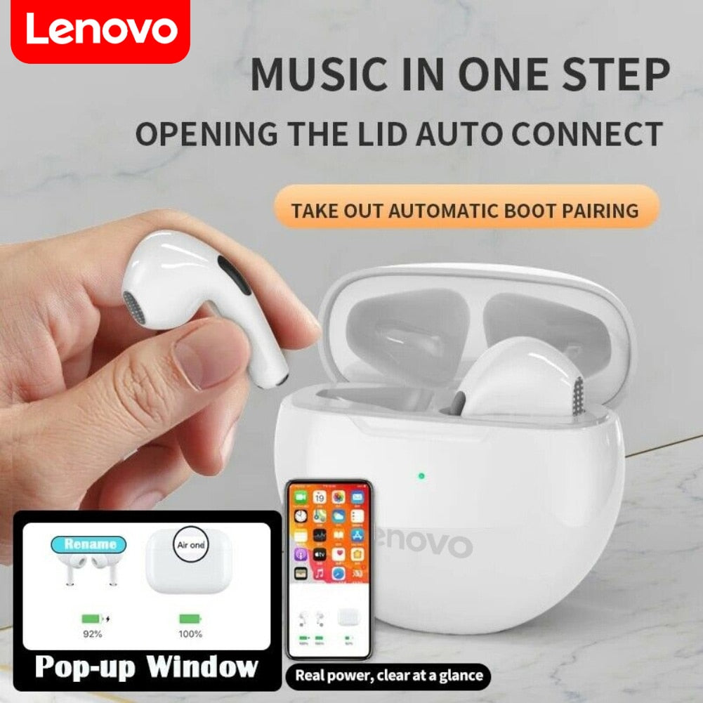 Lenovo Pro6 TWS Wireless Headphones Bluetooth Earphones Sports Headset Earbuds Fone Hearding Aids Stereo New With Mic For Phones