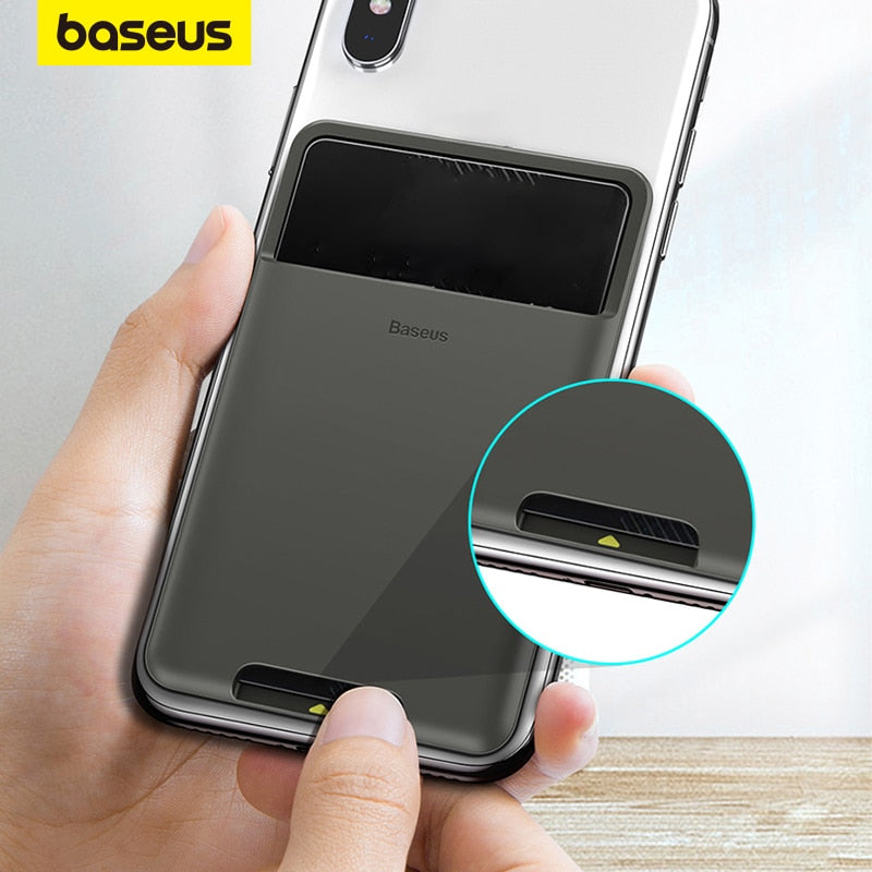 Baseus Silicone Phone Card Case Cell Phone Back Cover Card Holder ID Card Holder Slim Case Sticker for iPhone X Xs XR Samsung