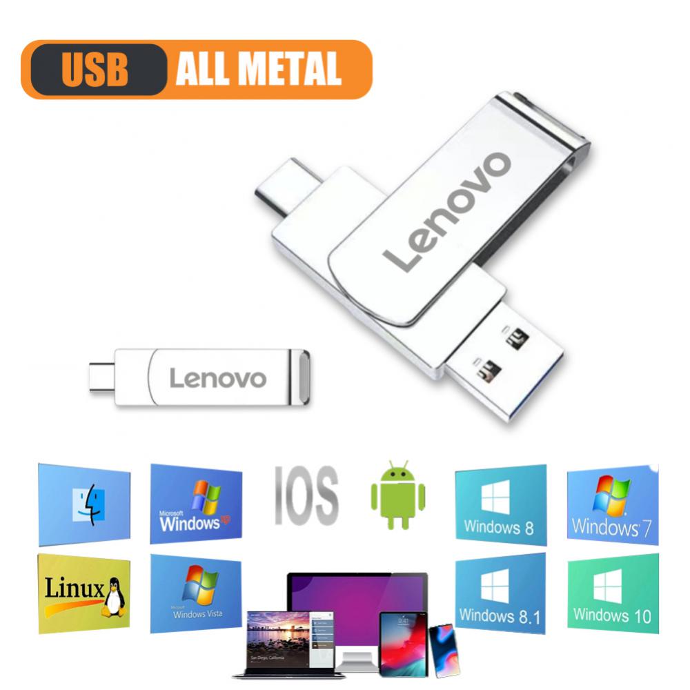 Lenovo USB 3.0 Flash Drive OTG Pen Drive 2TB 1TB 512GB 256GB 128GB USB Stick Pendrive usb y tipo c Free Shipping