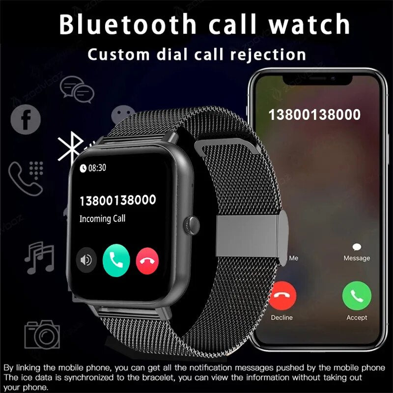 For Xiaomi Huawei Samsung 1.83 inch Bluetooth Call Waterproof   Smartwatch Men Custom Dial 2023 New Sport Women Smart Watch +Box