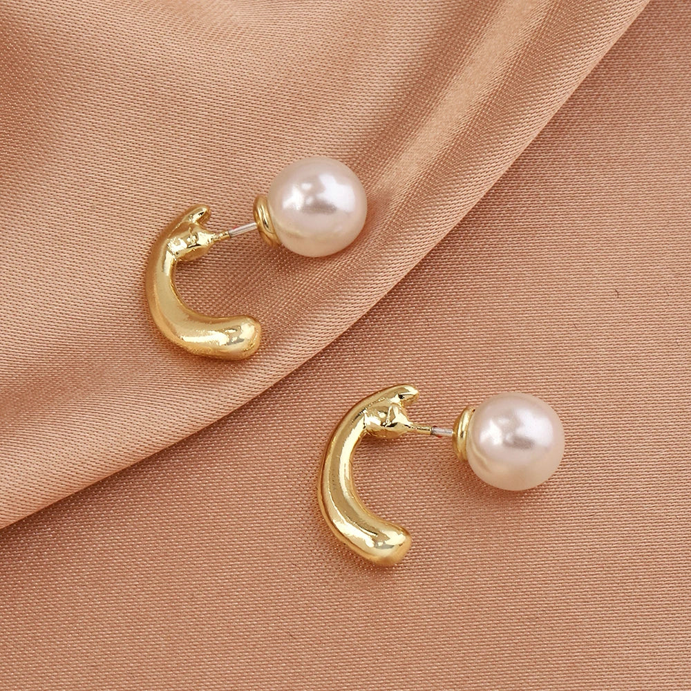 Vintage Gold Color French Exquisite Imitation Pearl Earrings for Women Temperament Wedding Party Jewelry Accessories Wholesale