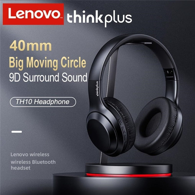 Lenovo thinkplus TH10 Stereo Headphone Bluetooth Earphones Music Headset with Mic for Mobile XiaoMi iPhone Sumsamg Android IOS