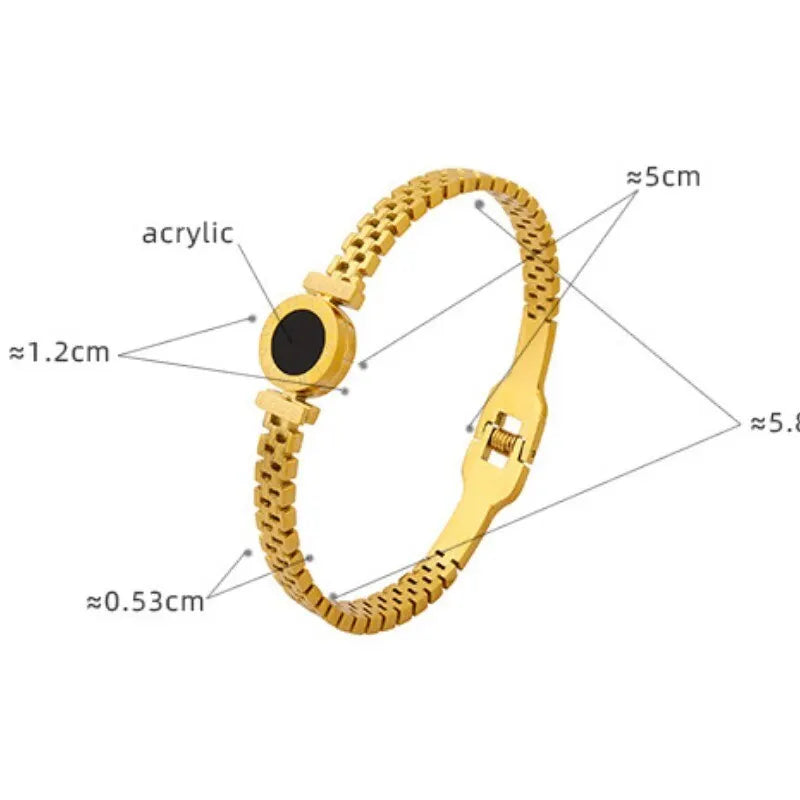 Fashion Bracelet For Women Black Acrylic Stainless Steel Couple Bracelet Carved Roman Numerals Girl Gift Hot Free Shipping