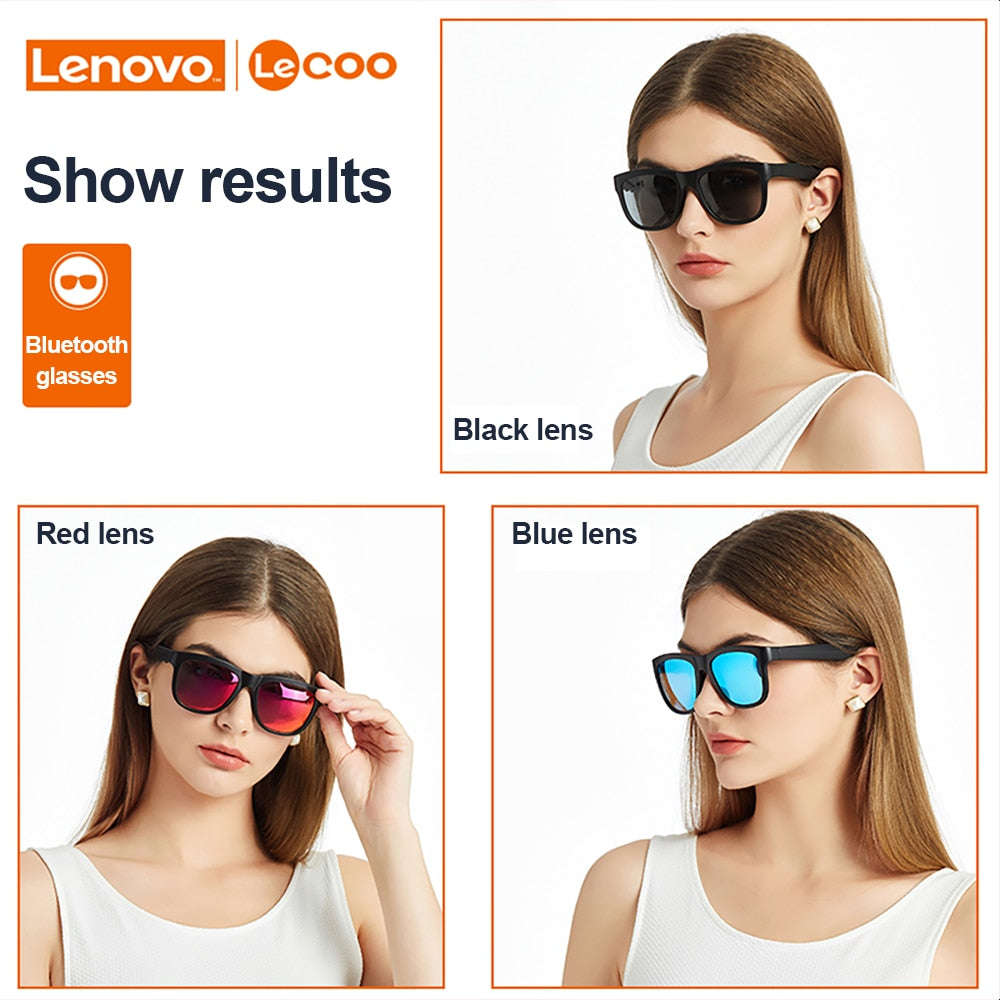 Lenovo Lecoo Smart Glasses Headset Wireless Bluetooth 5.0 Sunglasses Outdoor Sport earphone Calling Music Anti-Blue Eyeglasses