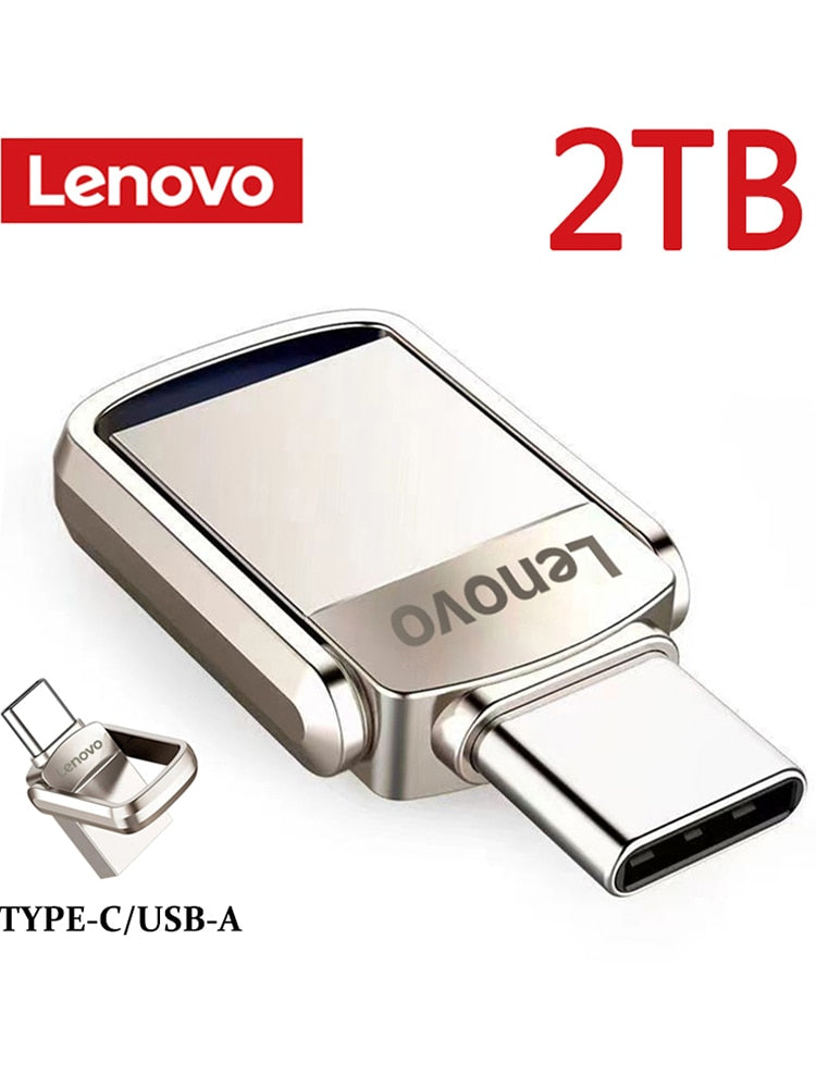 Lenovo 2TB 1TB USB Flash Drives USB 3.0 Metal Flash Drive Drive C-Type High Speed Pendrive Waterproof Portable USB Memory New