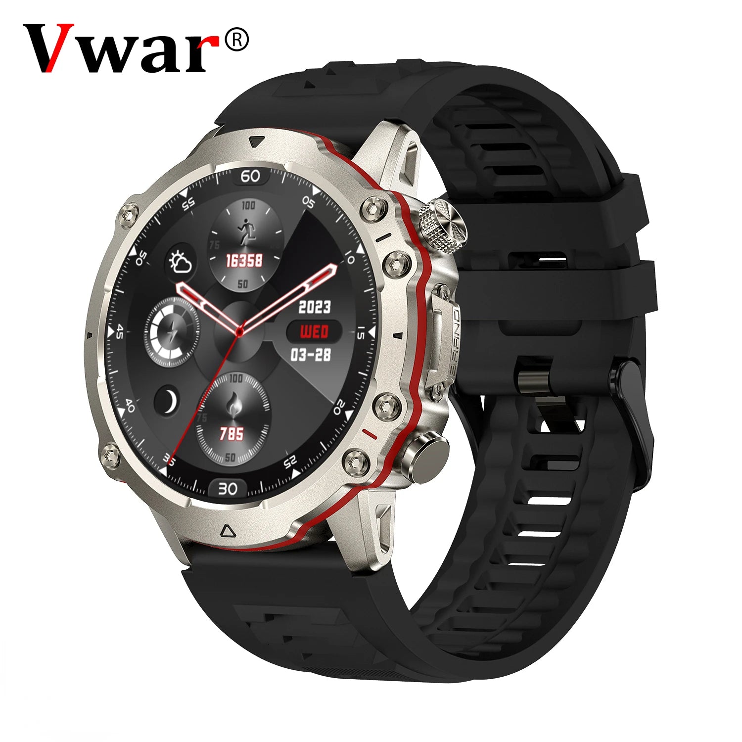 Vwar Falcon Ultra Smart Watch with 4 Buttons 1.52inch Screen Waterproof Rugged Smartwatch 100+ Sports Modes Fitness Watches 2023