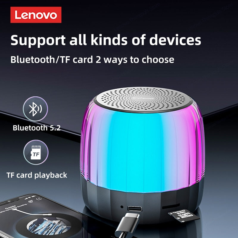 Original Lenovo K3 plus Bluetooth 5.2 speaker subwoofer portable player RGB light speaker waterproof USB Outdoor Speaker